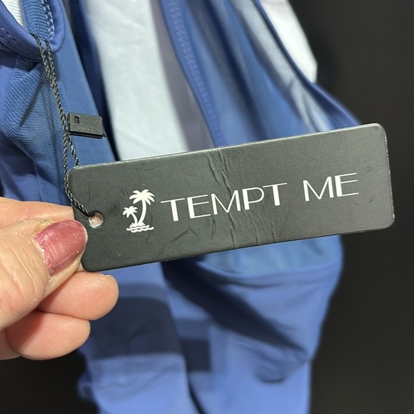 Tempt Me High Neck,mesh front detail & keyhole back,padded, ruching one-piece - Picture 13 of 15